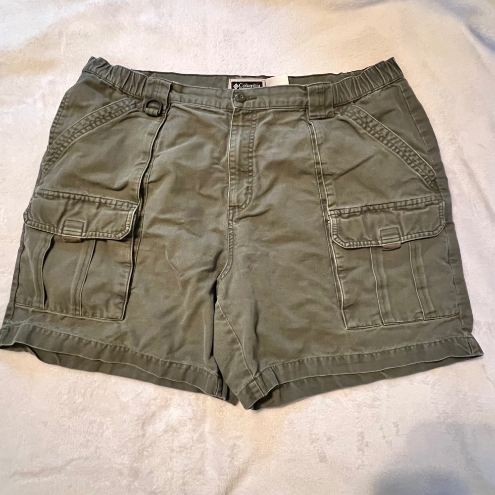 Columbia Mens Cargo Shorts Olive Green Cotton Canvas Hiking Utility Size 40